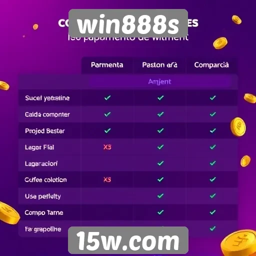 Comparação de métodos de pagamento no win888s